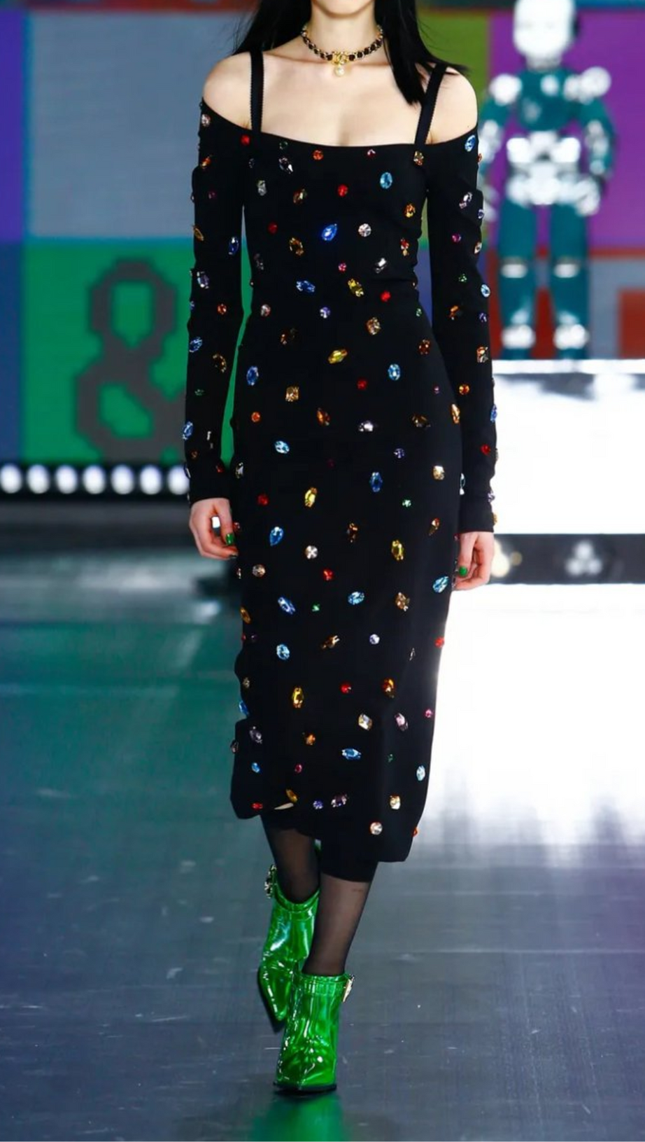 OFF-SHOULDER VELVET MIDI DRESS