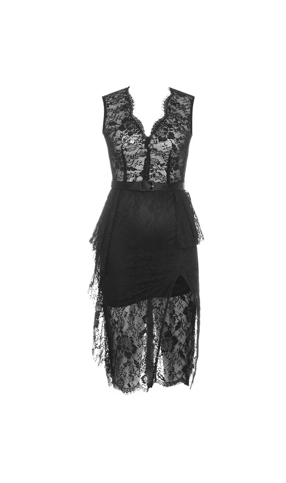 V-AUSSCHNITT, SPITZENKLEID MIT SCHMALER TAILLE