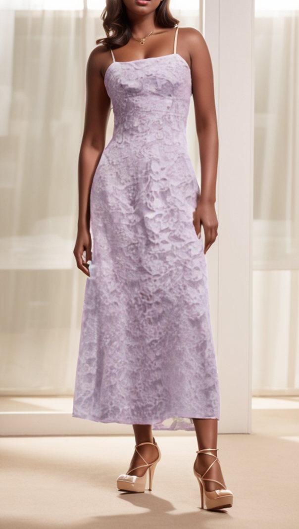 AIIZIE EMBROIDERED LACE MIDI DRESS - product image