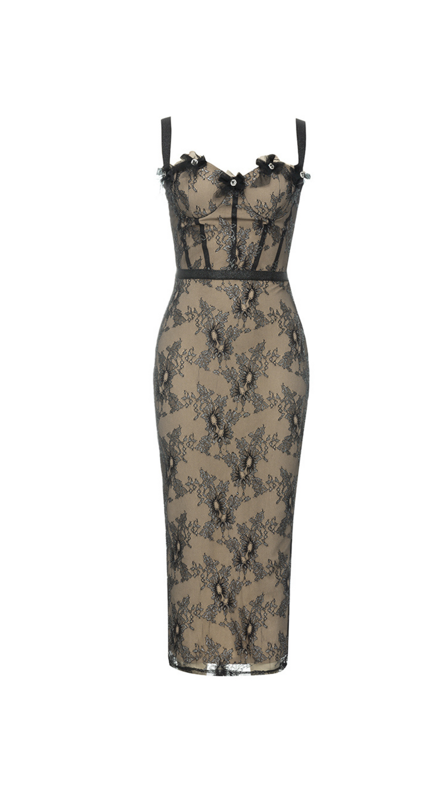 PATCHWORK LACE BANDAGE DRESS