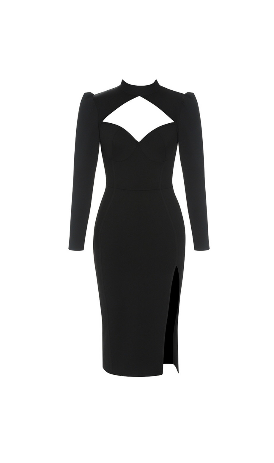 Bandage-Kleid mit Cut-Outs vorn und Schlitz bis zum Oberschenkel 