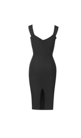 RUCHED BUSTIER MESH BODYCON DRESS