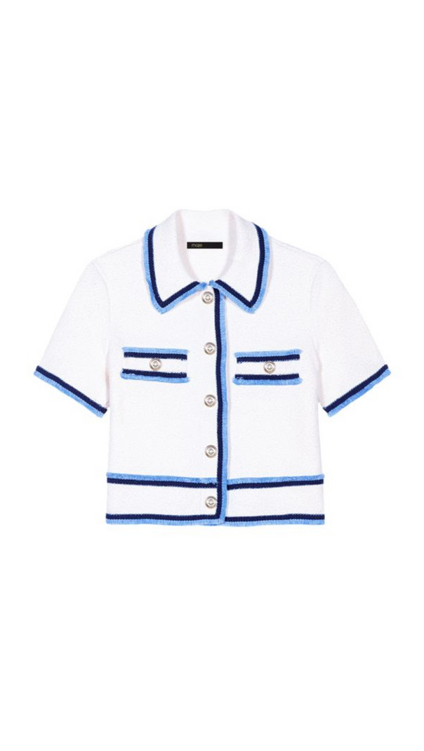 AIIZIE SHORT SLEEVE CROPPED CARDIGAN - product image