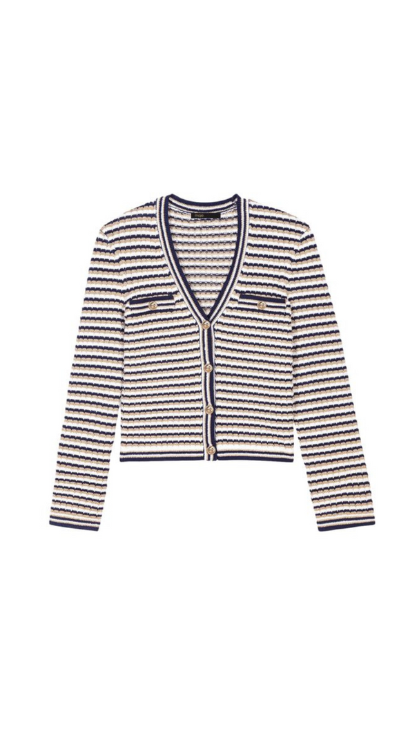 AIIZIE STRIPED KNIT CARDIGAN SWEATER - product image