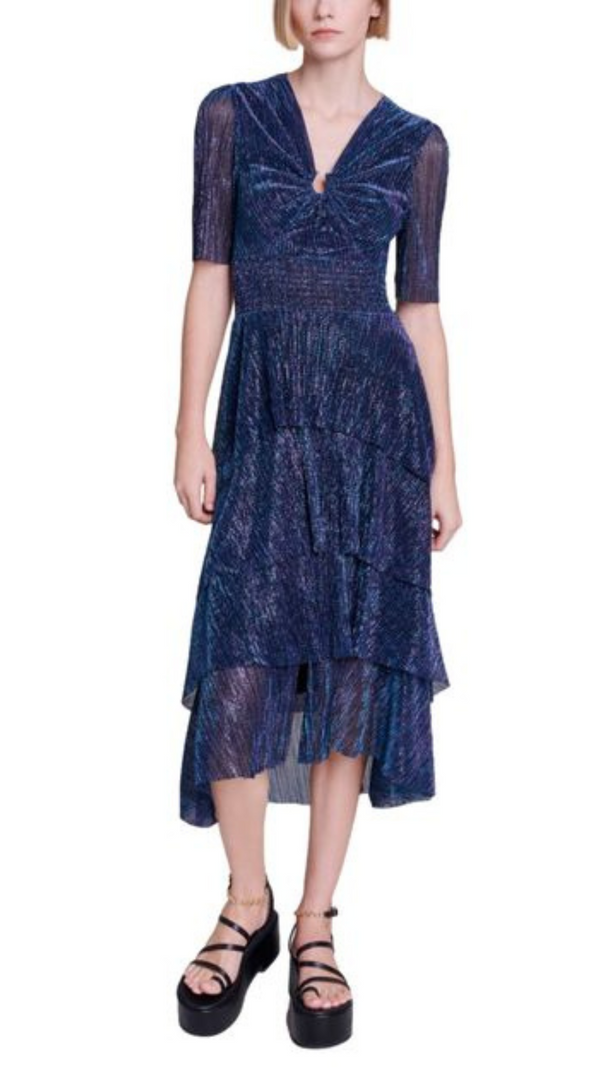 AIIZIE RUFFINAE TIERED METALLIC DRESS - product image