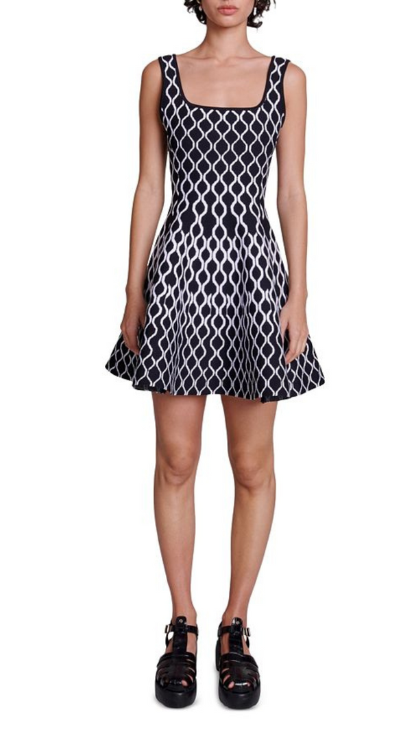 AIIZIE RUSSEL GRAPHIC KNIT SKATER DRESS - product image