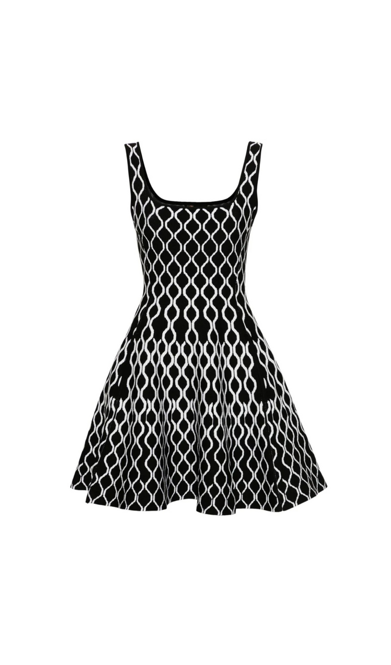 RUSSEL GRAPHIC KNIT SKATER DRESS