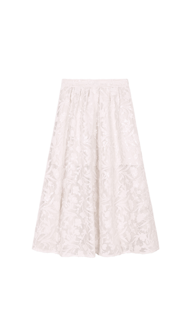 AIIZIE JUPON MESH FLORAL EMBROIDERED MAXI SKIRT - product image