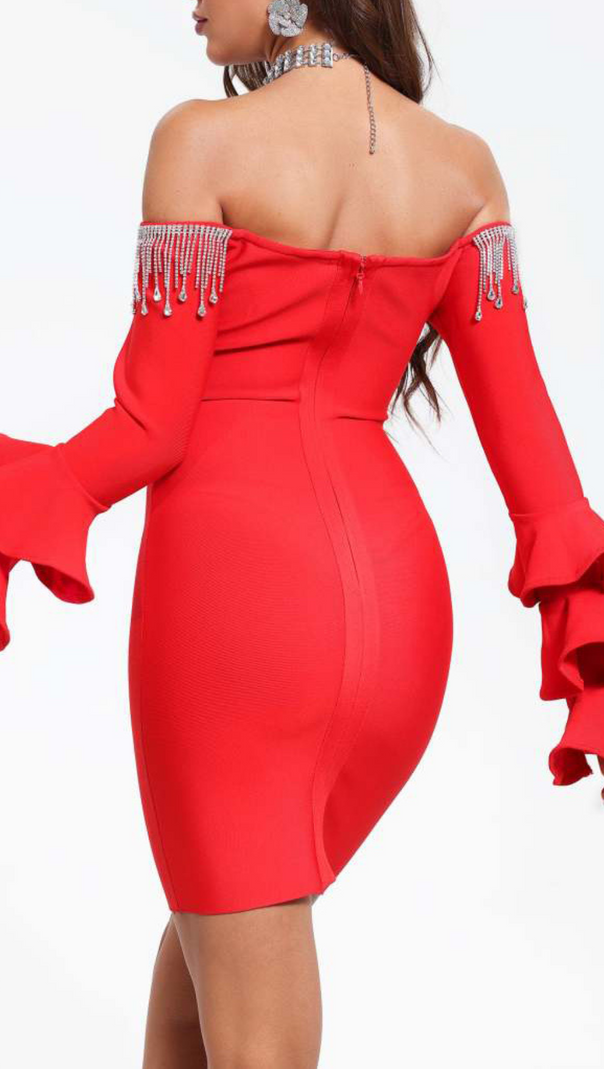 AIIZIE OFF SHOULDER MINI BANDAGE DRESS - product image