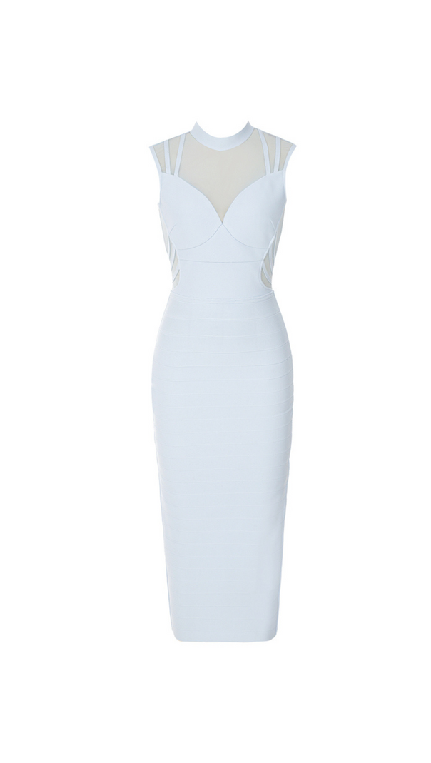 AIIZIE MESH INSERT RIBBED MIDI DRESS LIGHT BLUE - product image