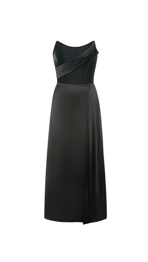 AIIZIE RUCHED BUST MIDI DRESS IN BLACK - product image