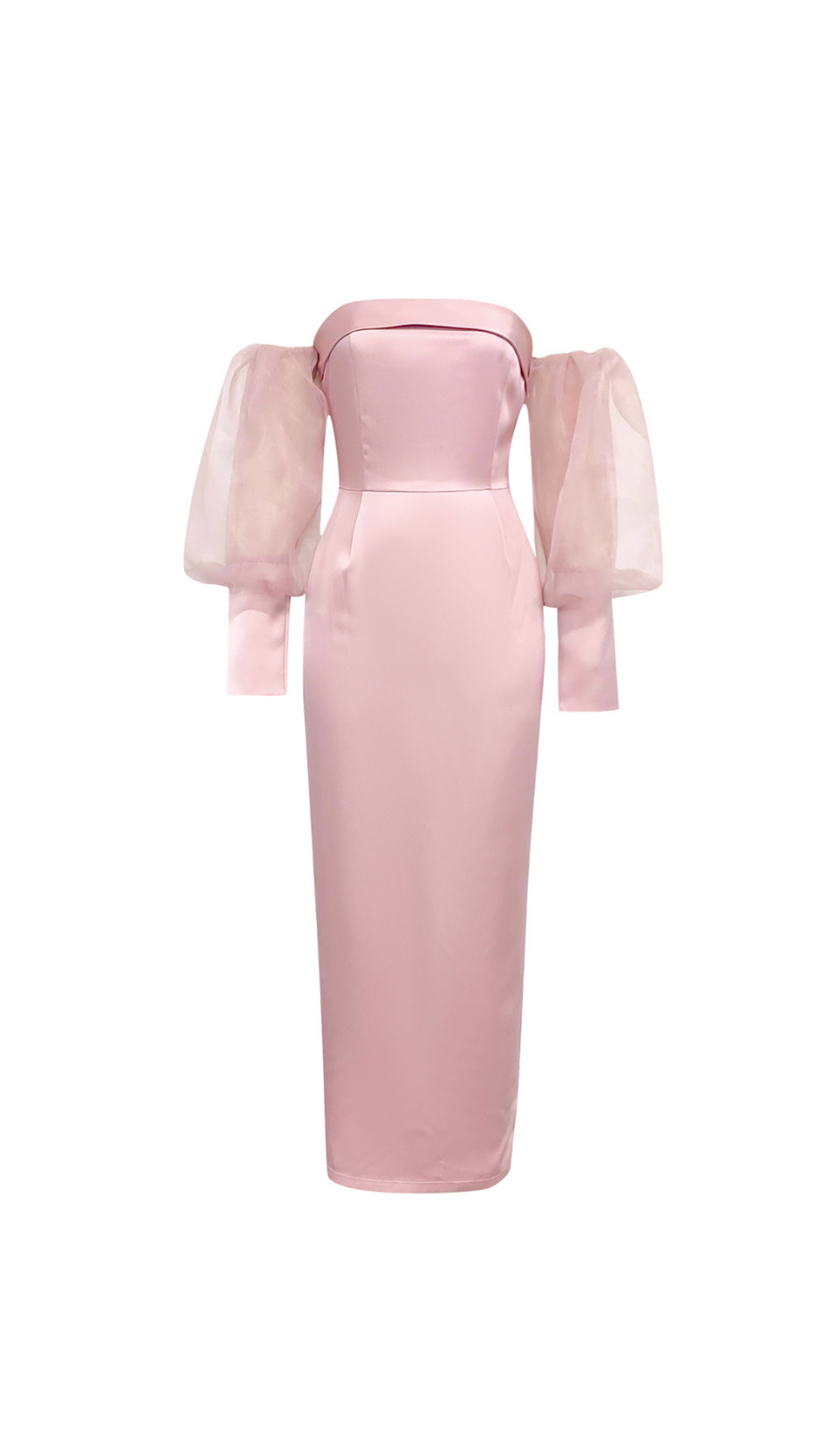 PUFF LONG SLEEVE MAXI DRESS IN PINK