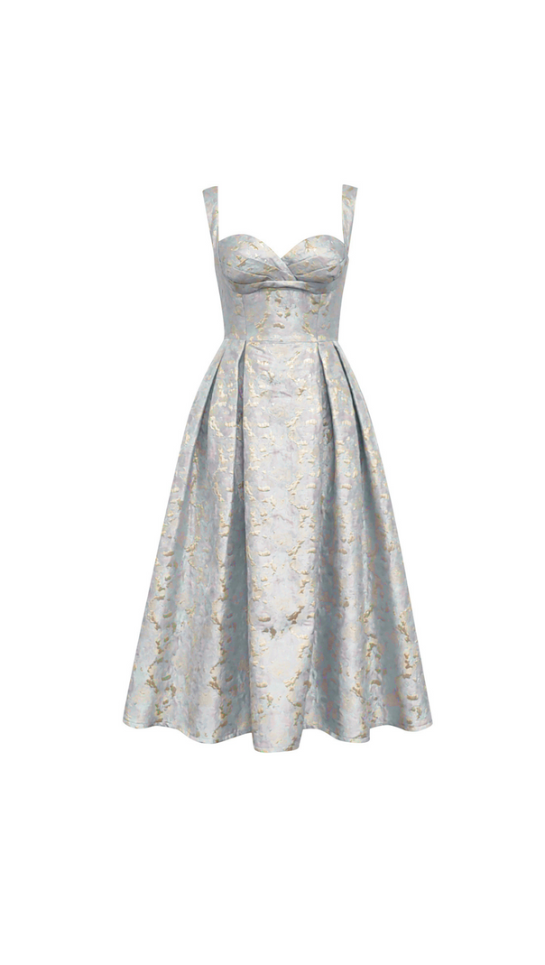 AIIZIE BUSTIER A LINE MIDI DRESS GOLD AQUA - product image