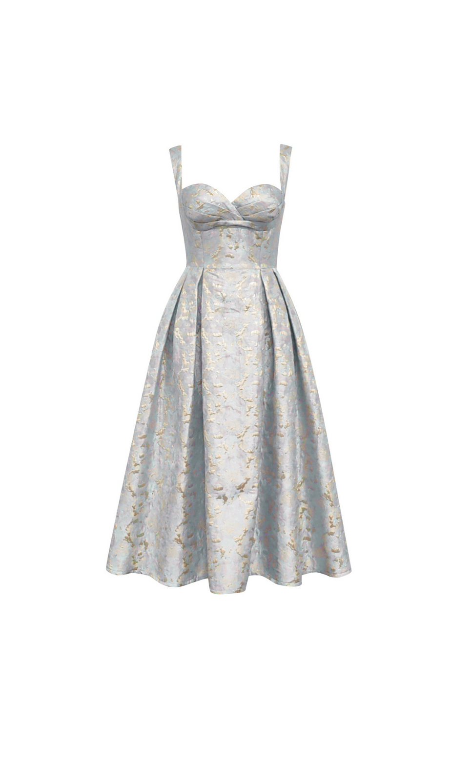 ABITO MIDI A LINEA BUSTIER ORO ACQUA 