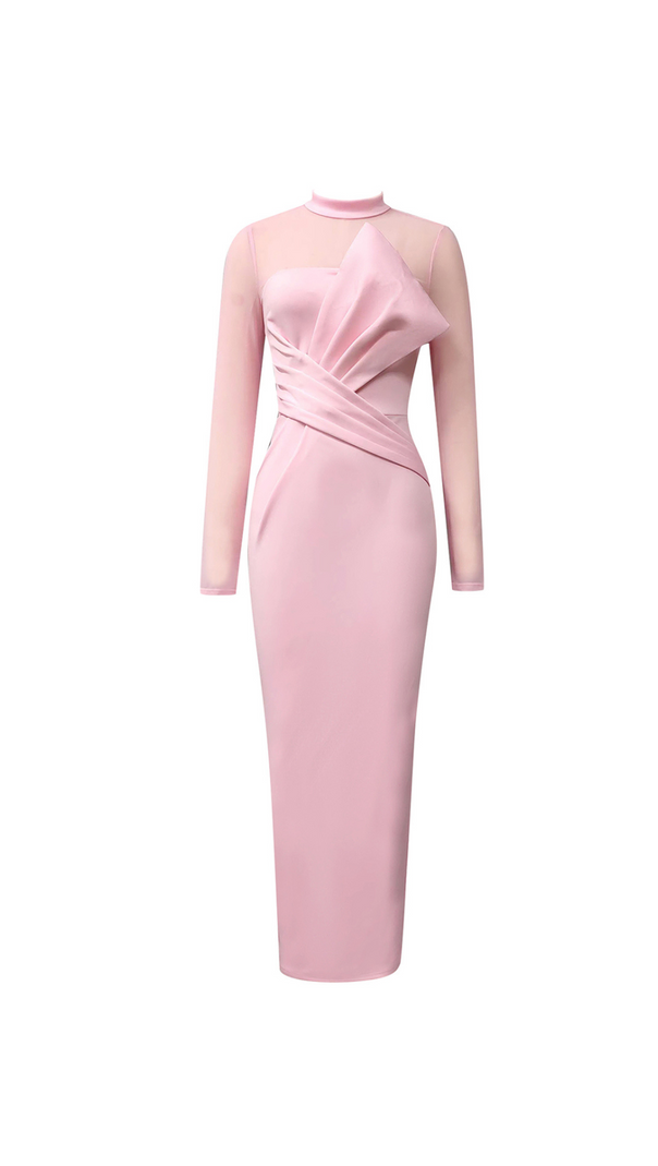 AIIZIE SATIN PATCHWORK RUCHED KNITTED DRESS - product image