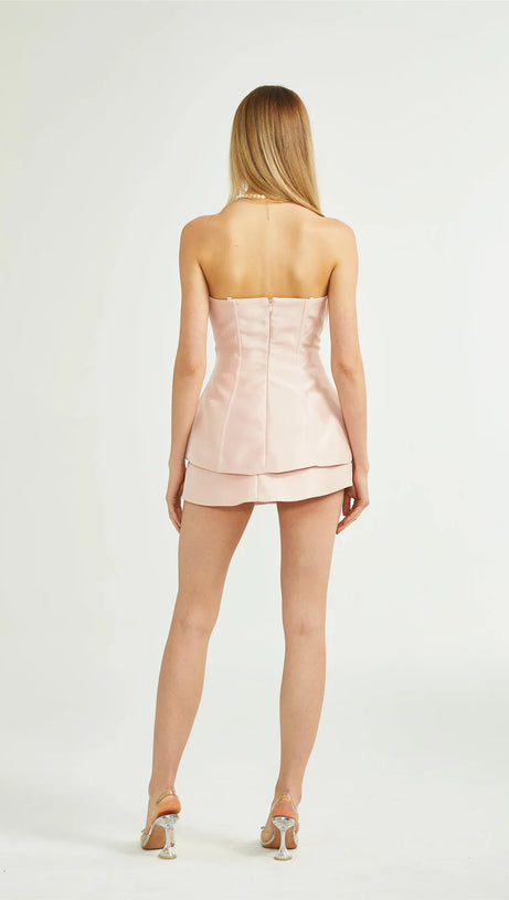 PINK BOWKNOT TOP SKIRT SET