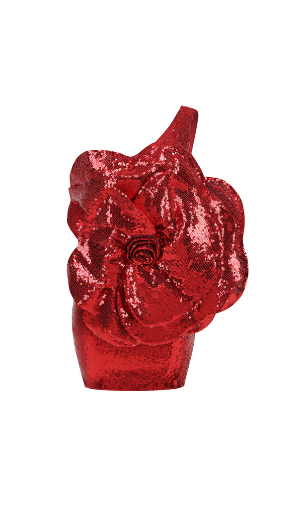 AIIZIE RED FLORAL-EMBELLISHED SEQUINED MINI DRESS - product image