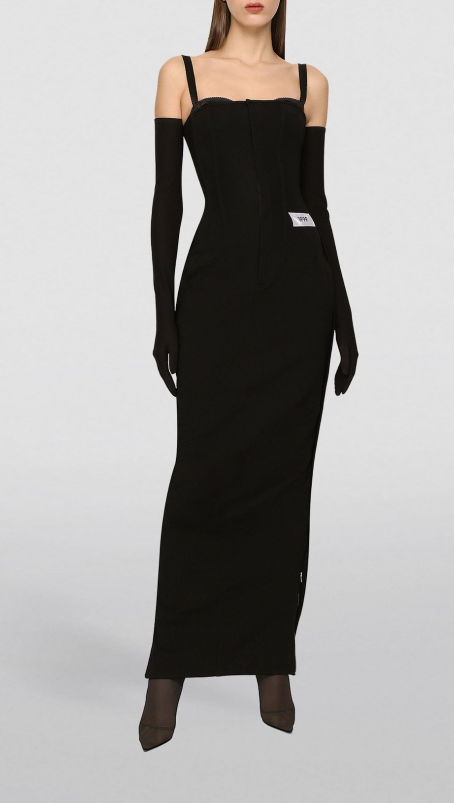 RIBBED-KNIT MAXI DRESS IN BLACK