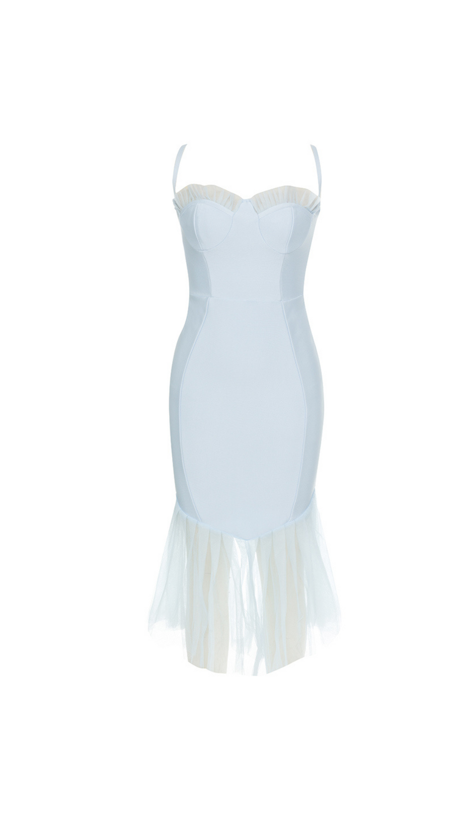 MESH MERMAID HEM BANDAGE DRESS