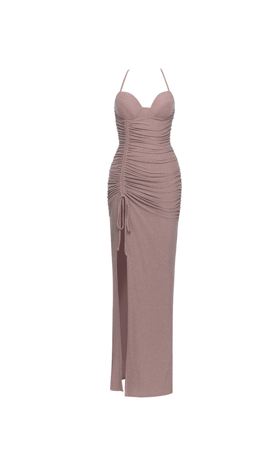 Formelles Kleid mit gerafftem Schlitz und Oberschenkelausschnitt 