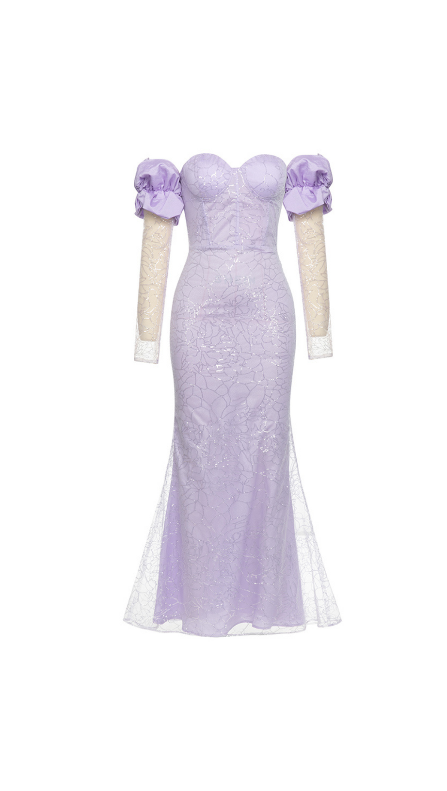 MERMAID HEM MESH INSERT DRESS