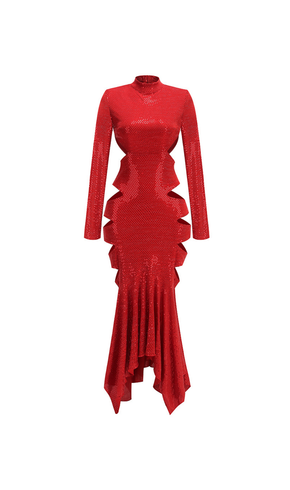 MIDIKLEID MIT KRISTALLVERZIERUNG UND CUT-OUTS