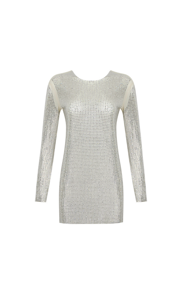 LONG SLEEVE CRYSTAL DRESS IN IVORY