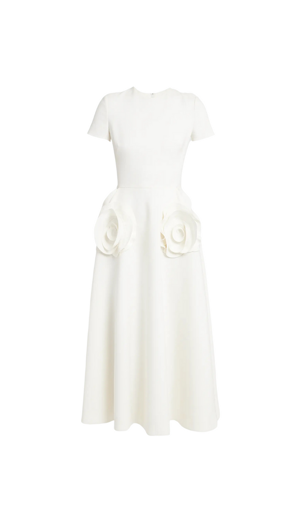AIIZIE ROSETTE HIP SHORT-SLEEVE MIDI DRESS - product image