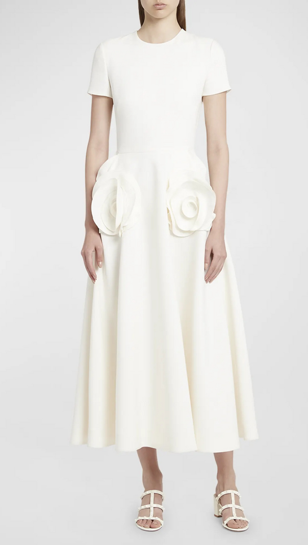 AIIZIE ROSETTE HIP SHORT-SLEEVE MIDI DRESS - product image