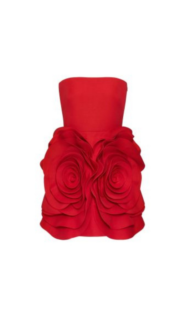 AIIZIE ROSETTE DETAIL STRAPLESS CREPE MINI DRESS - product image