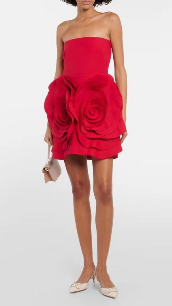 AIIZIE ROSETTE DETAIL STRAPLESS CREPE MINI DRESS - product image