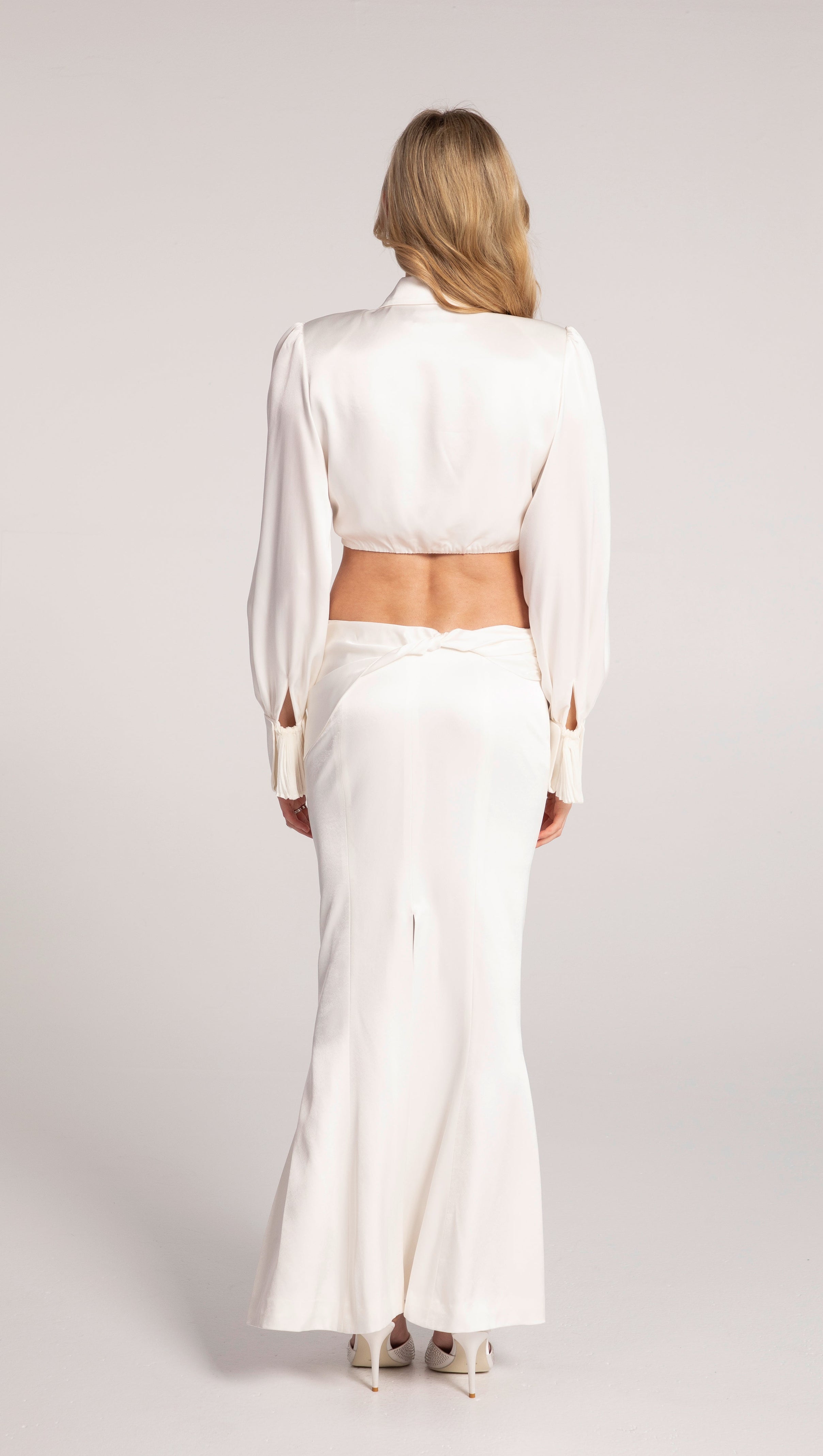 AIIZIE ANDREA SHIRT MIDI DRESS SET IN WHITE - product image