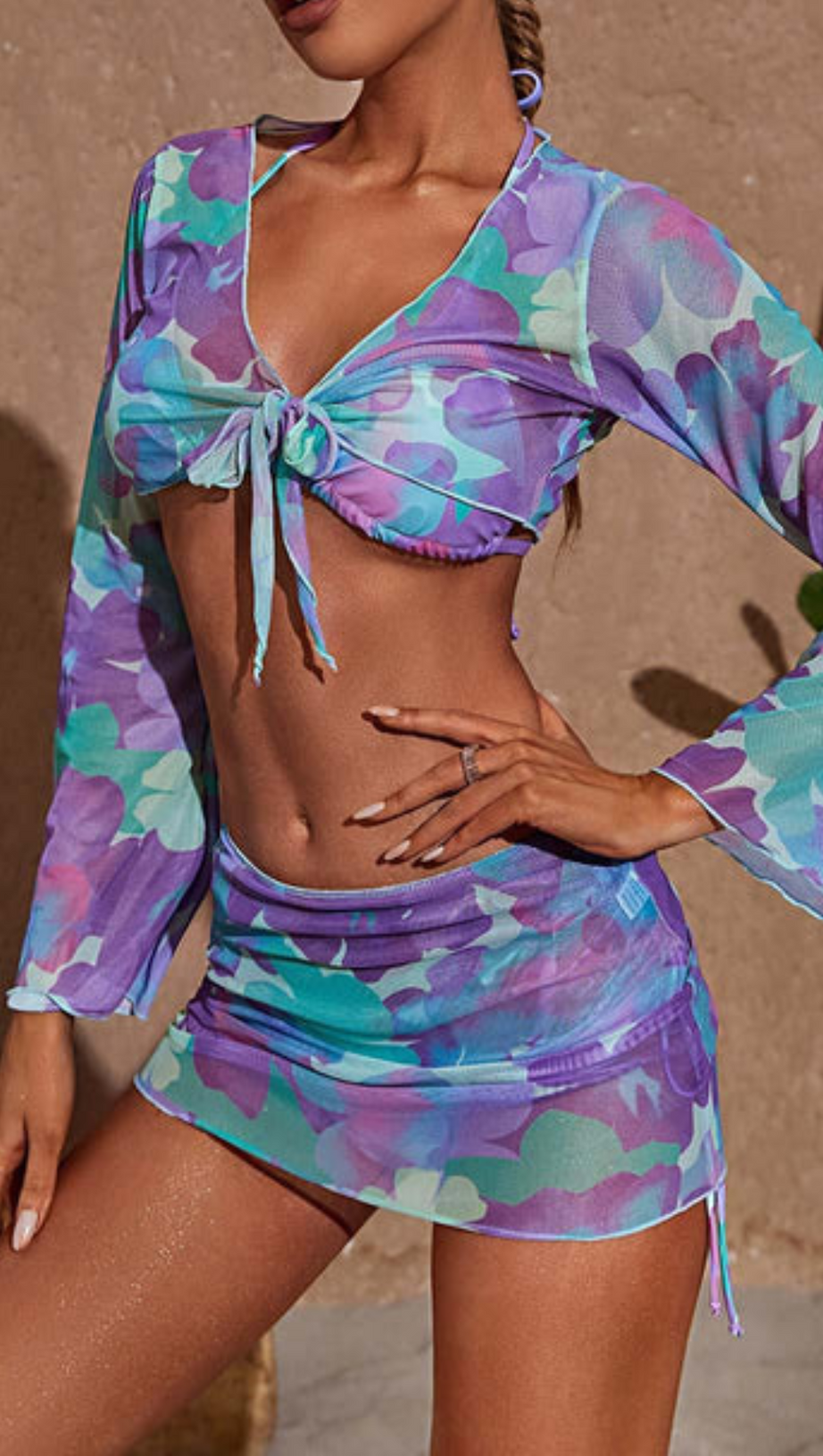 LEAH PRINTED BIKINI FOUR PIECE SET