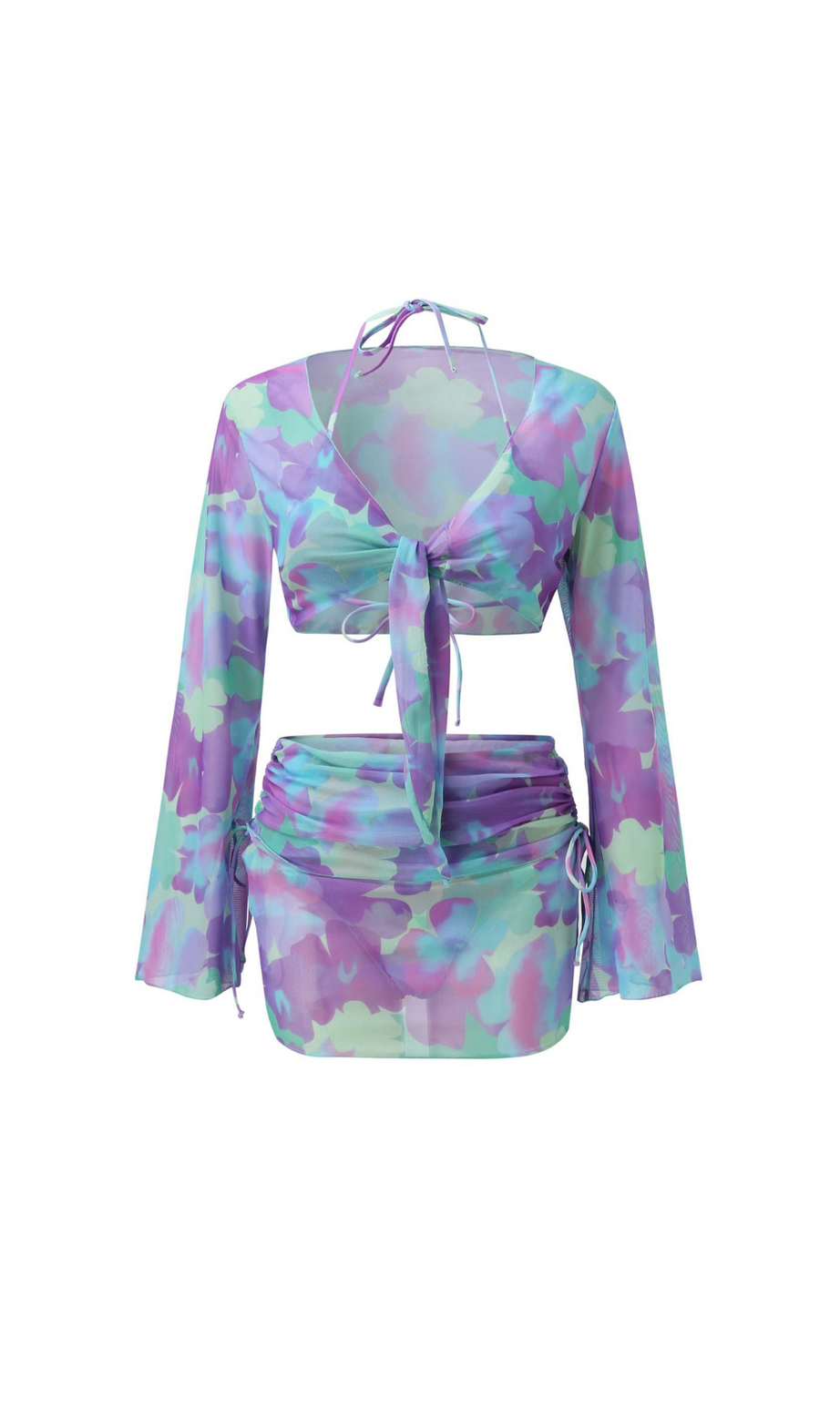 LEAH PRINTED BIKINI FOUR PIECE SET