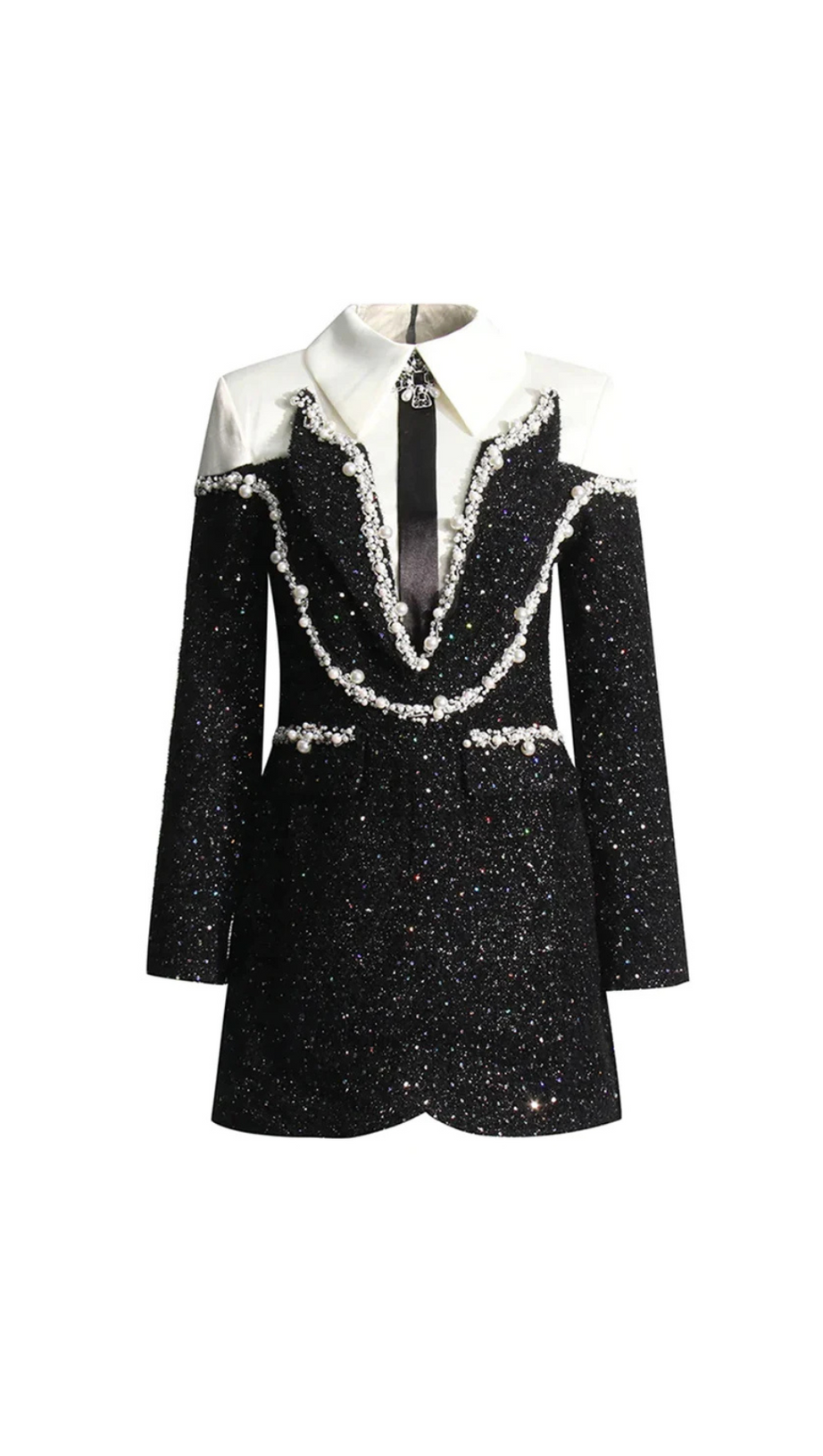 PEARL EMBELLISHED SEQUINS SUIT SKIRT