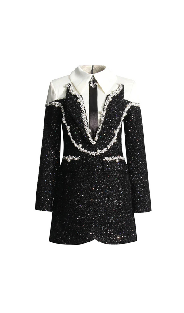 PEARL EMBELLISHED SEQUINS SUIT SKIRT