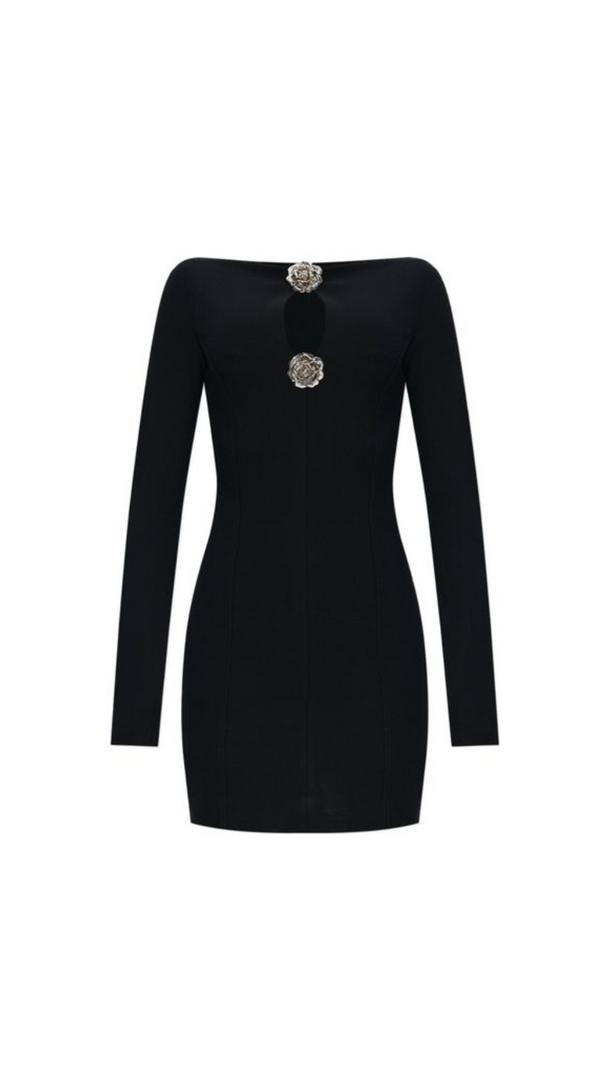 AIIZIE FLOWER CUT-OUT MINI DRESS IN BLACK - product image