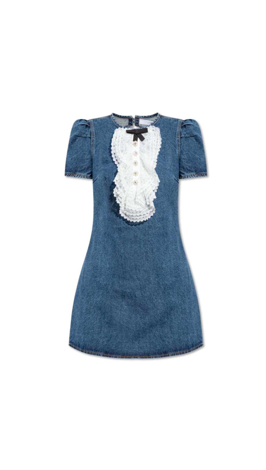 LACE BIB PANEL MINI DRESS