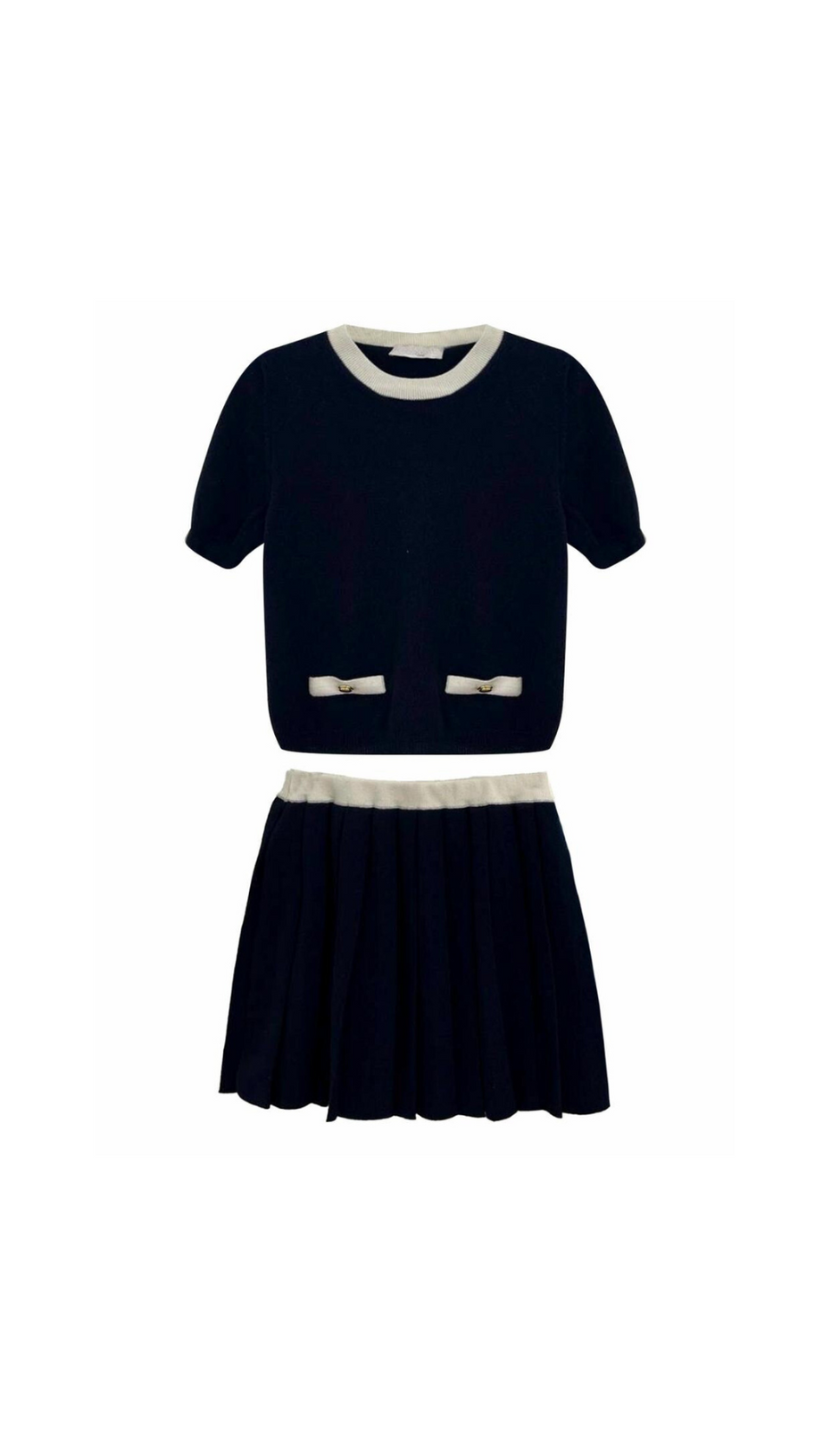 DARK BLUE WOOL SUIT WITH SKIRTS