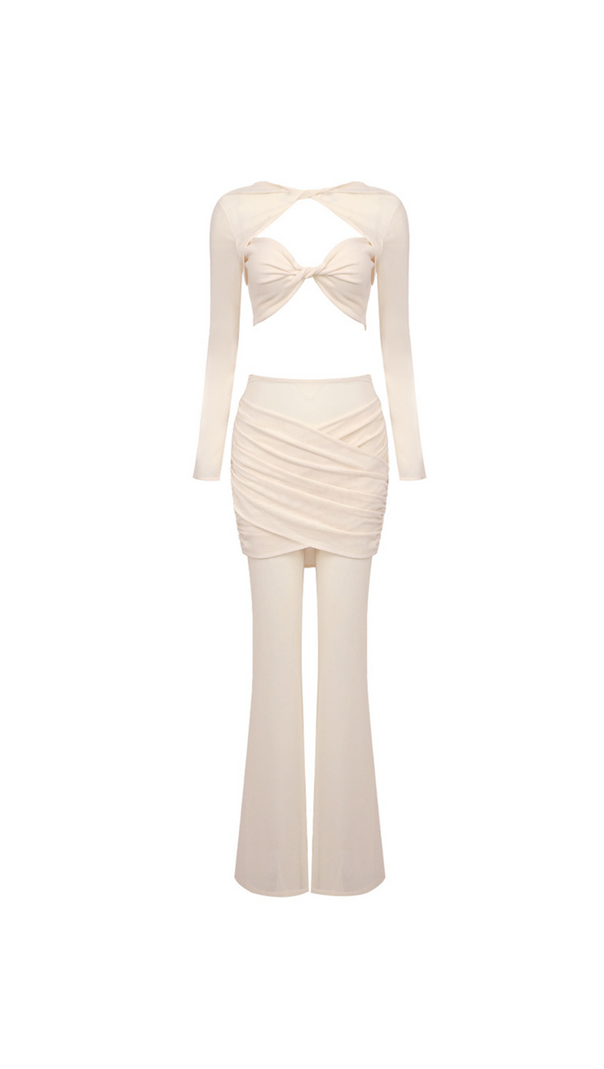 AIIZIE LONG SLEEVE DRAPED TWO PIECE JUMPSUIT NUDE - product image