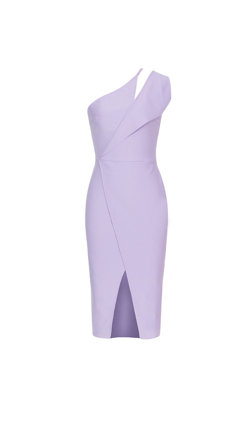 ONE SHOULDER DETAIL MIDI DRESS LAVENDER