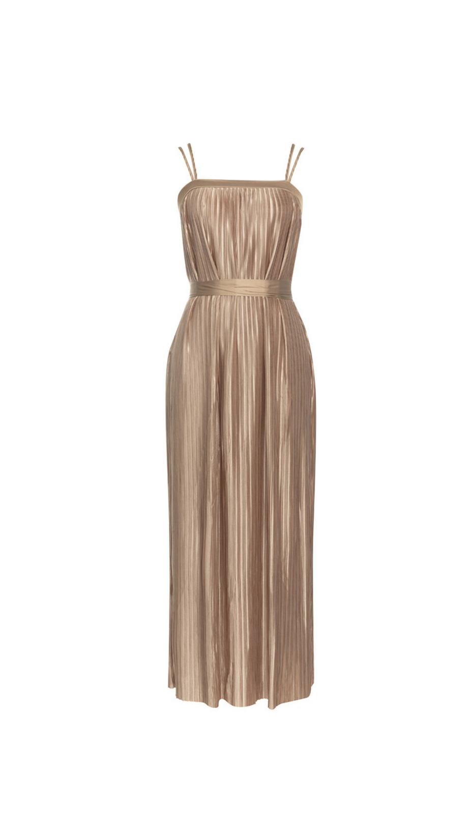 KHAKI PLEATED HEM CAMI DRESS