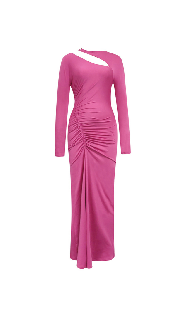 AIIZIE ASYMMETRIC RUCHED LONG SLEEVE MAXI DRESS - product image