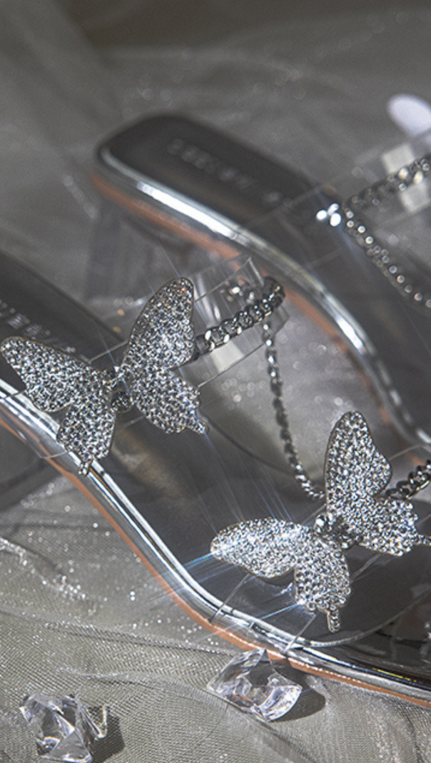 AIIZIE SILVER BUTTERFLY STRAPPY SANDALS - product image