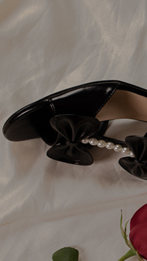 AIIZIE BEADED BOW HIGH HEEL SANDALS - product image