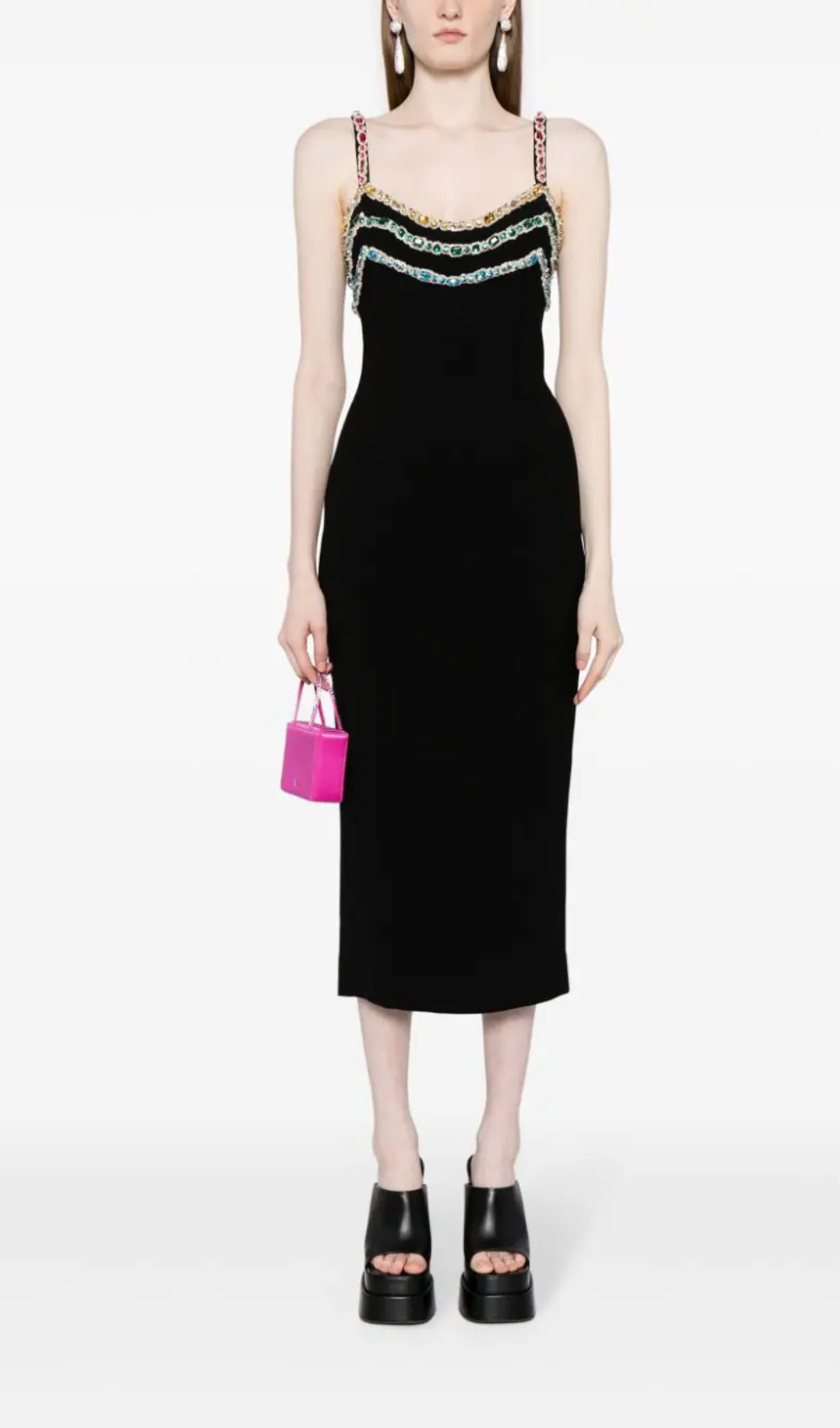 AIIZIE CRYSTAL-EMBELLISHED CADY MIDI DRESS - product image