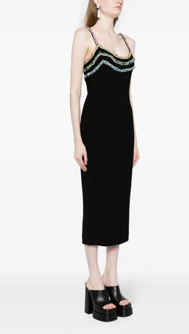 AIIZIE CRYSTAL-EMBELLISHED CADY MIDI DRESS - product image