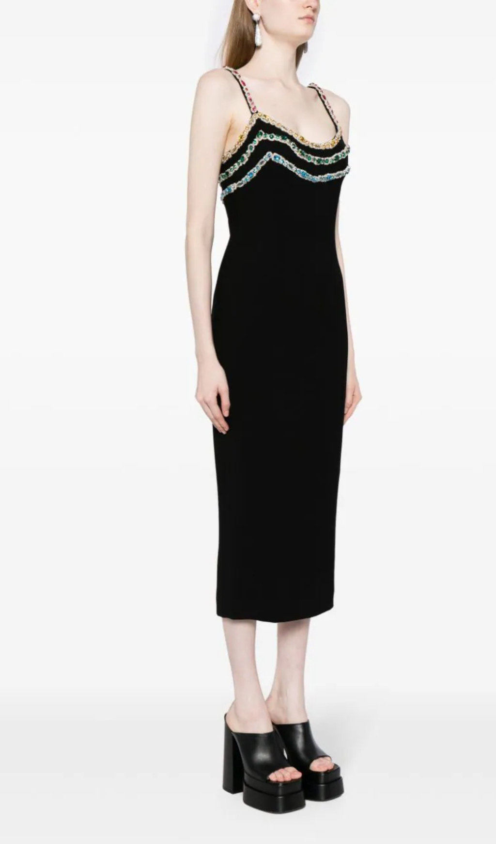 AIIZIE CRYSTAL-EMBELLISHED CADY MIDI DRESS - product image