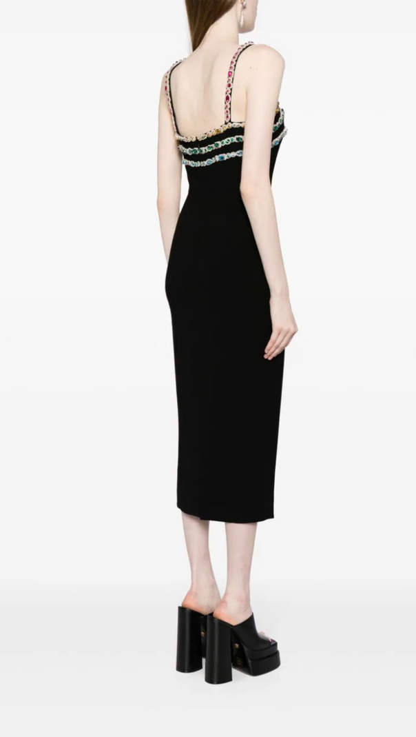 AIIZIE CRYSTAL-EMBELLISHED CADY MIDI DRESS - product image