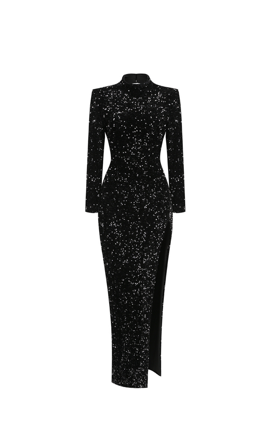 SEQUIN EMBELLISHMENTS SLIT MAXI DRESS